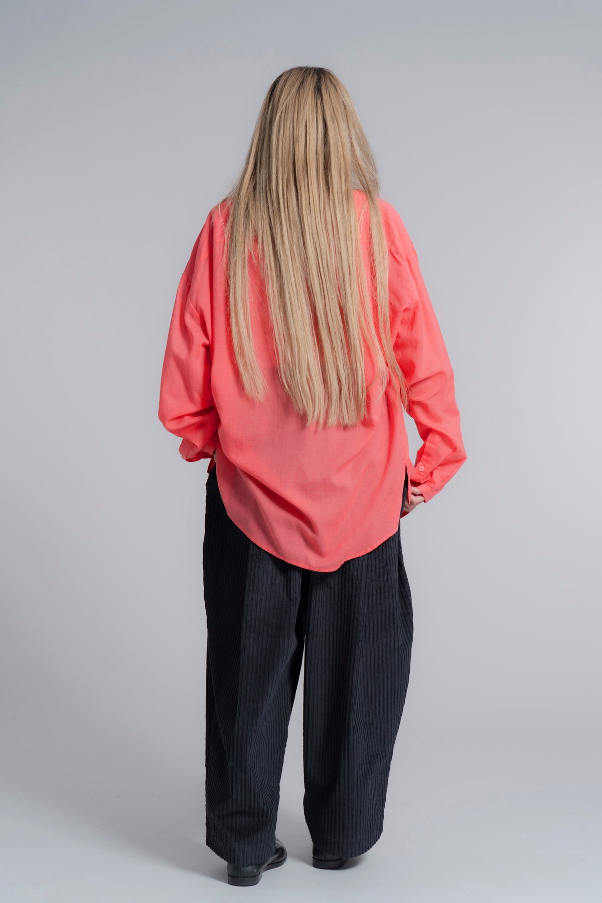 The Collarless Shirt - Coral