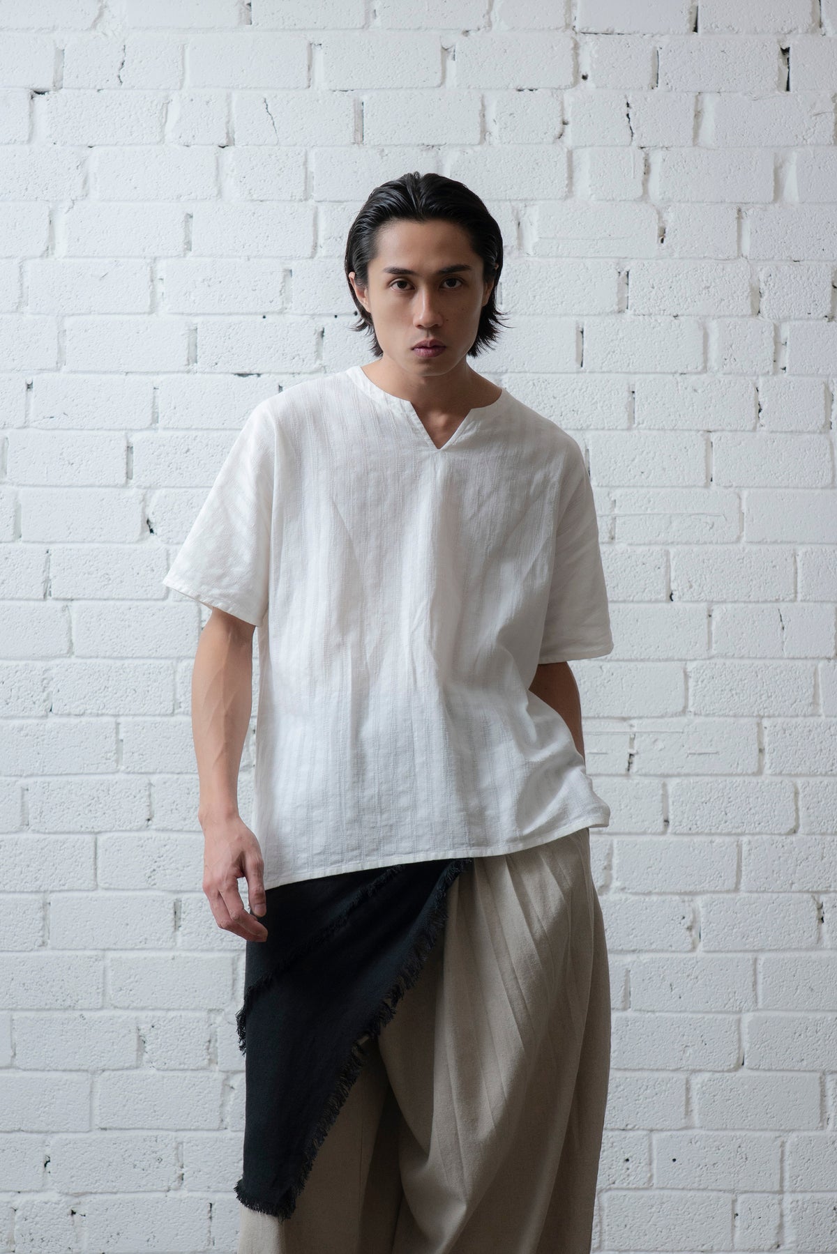 The Split Neck Top - White
