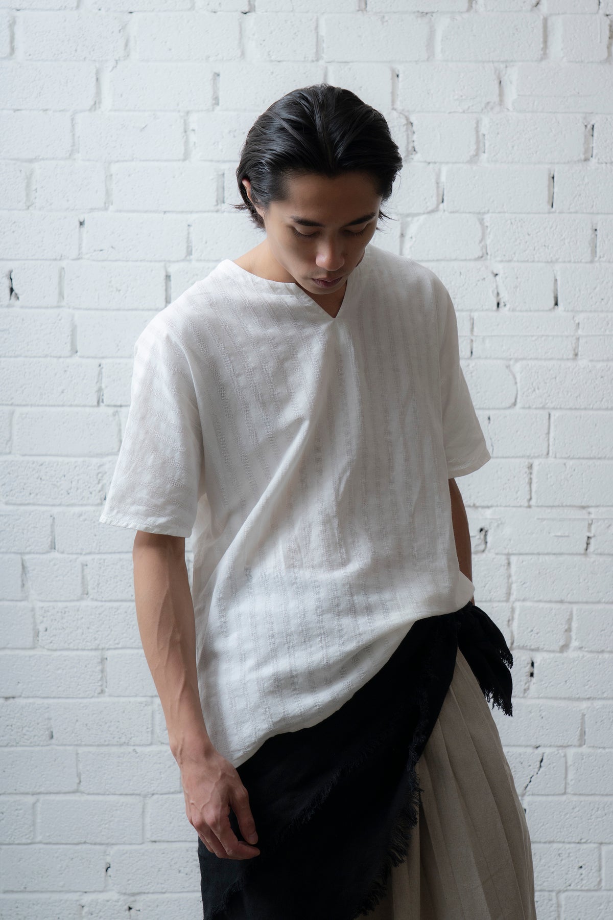 The Split Neck Top - White