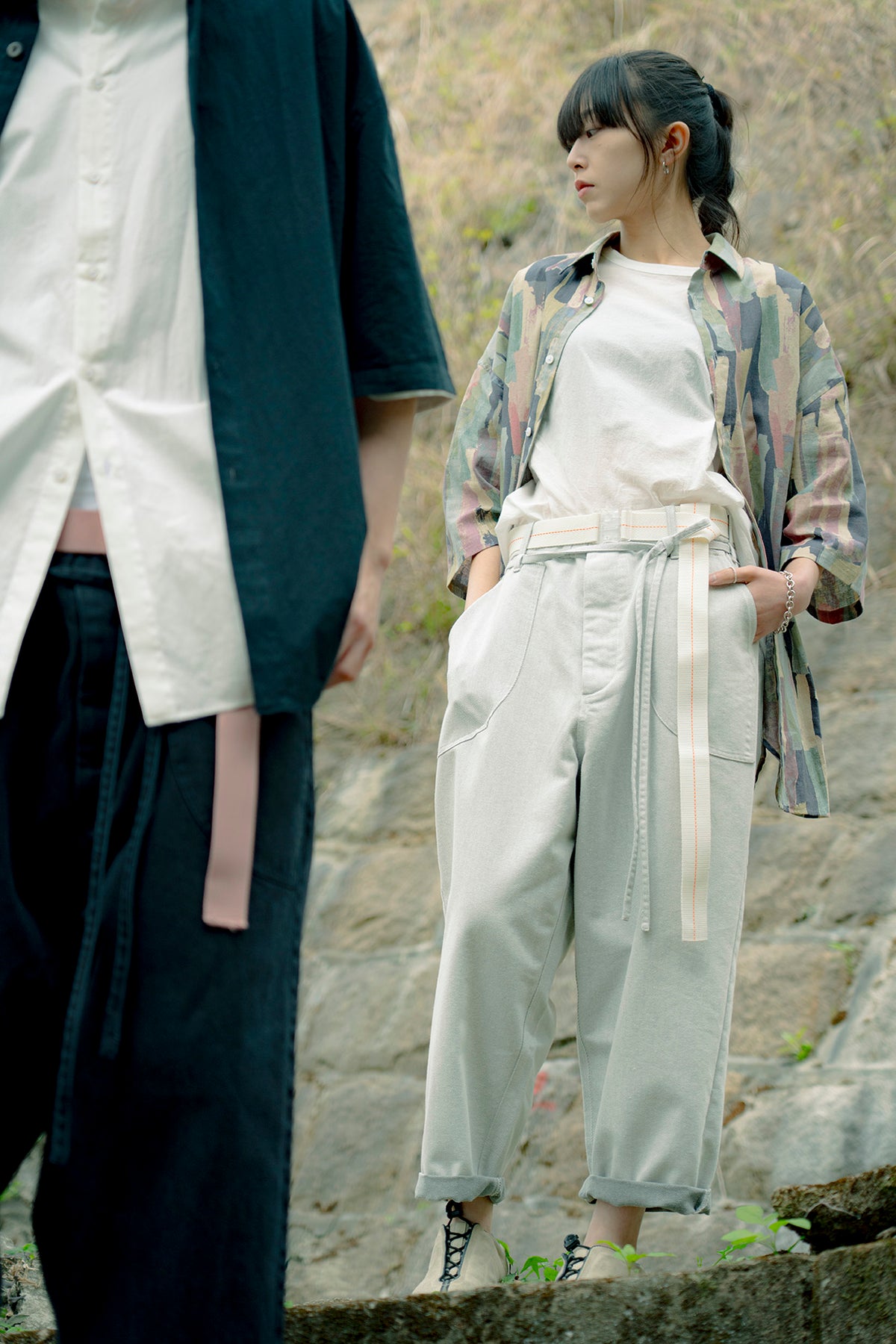 The Drawstring Denim Pants - White