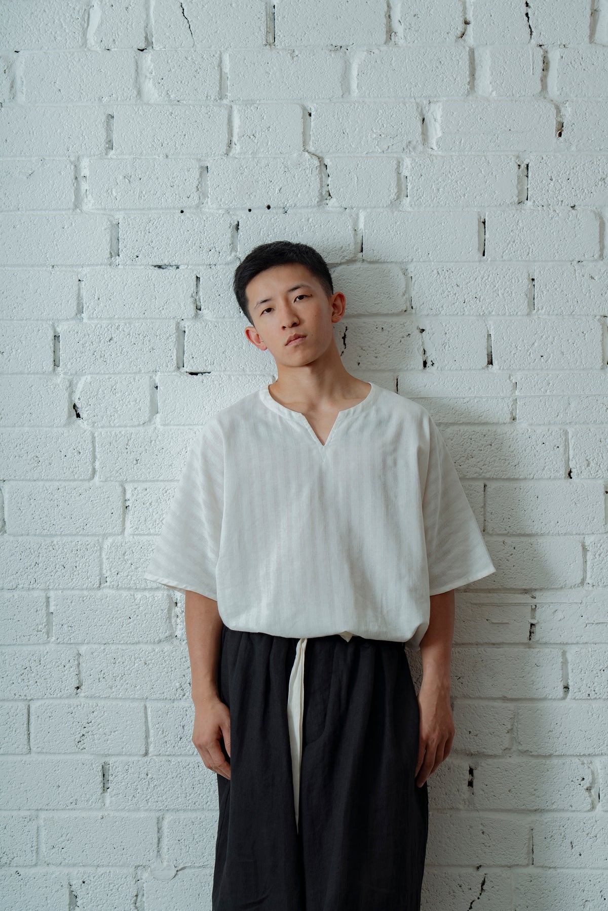 The Split Neck Top - White