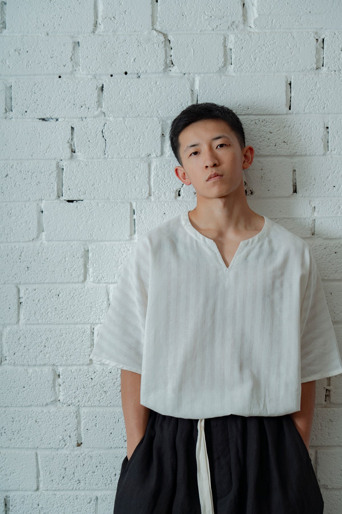 The Split Neck Top - White