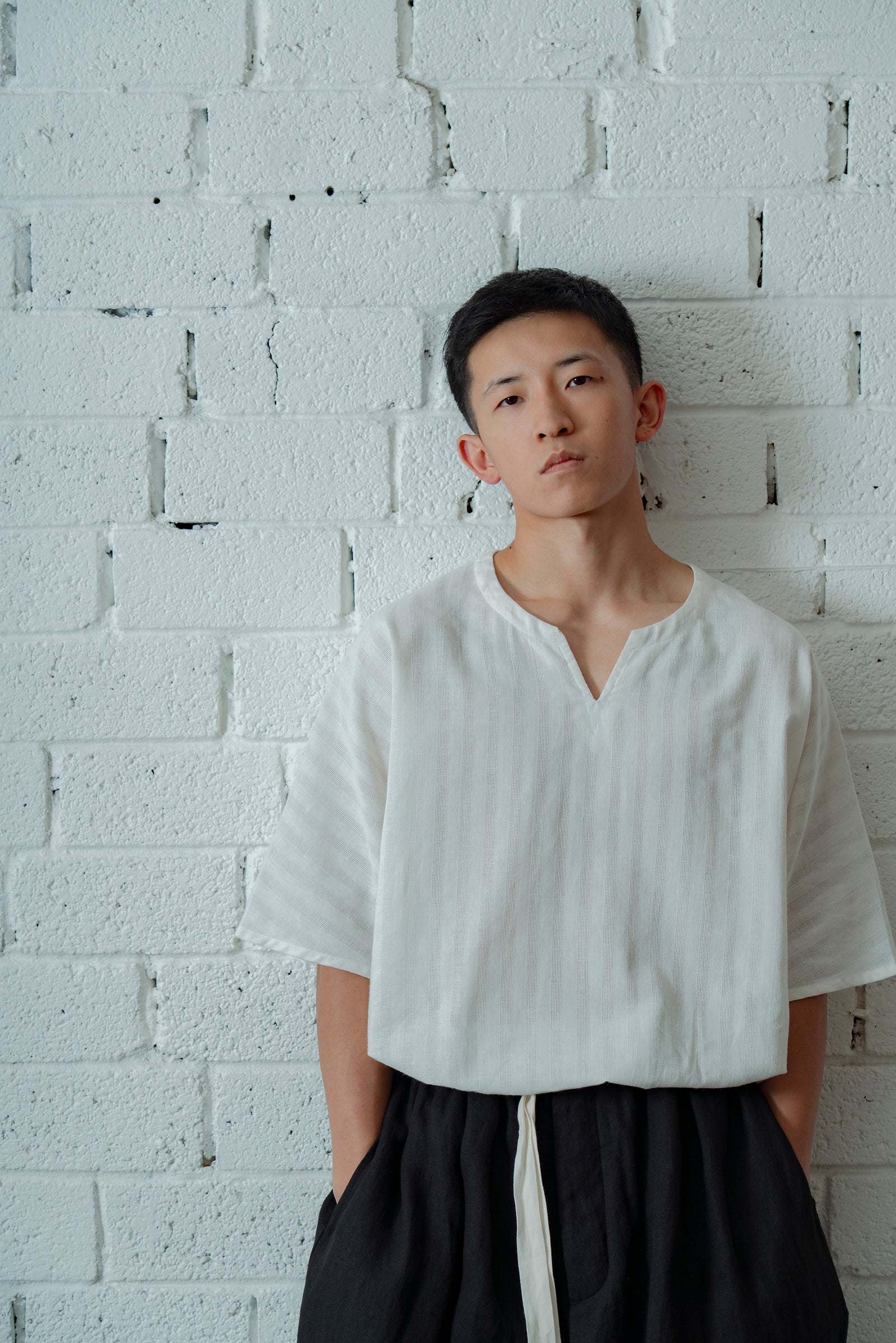 The Split Neck Top - White