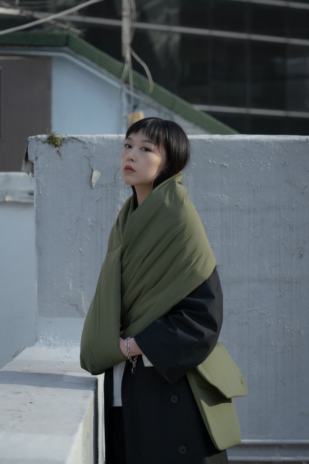 The Quilted Scarf - Military Green