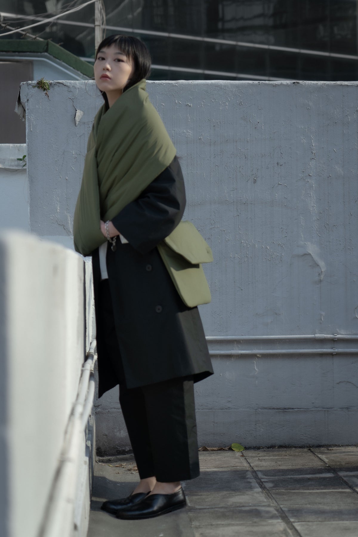 The Quilted Scarf - Military Green